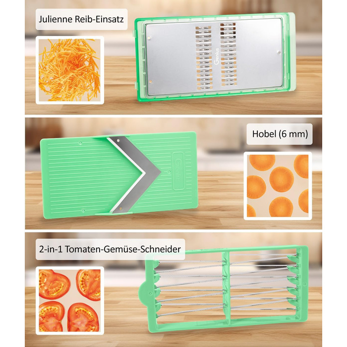 Набір для нарізання Genius Nicer Dicer Fusion Julietti 16 частин | Овочерізка, слайсер, м'ятно-зелений | Fusion V2