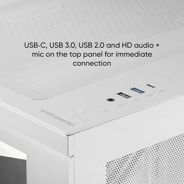 Корпус для ПК Mars Gaming MC-U3 ATX XL, білий, 3 ARGB вентилятори 120мм, загартоване скло, підтримка MicroATX/Mini-ITX