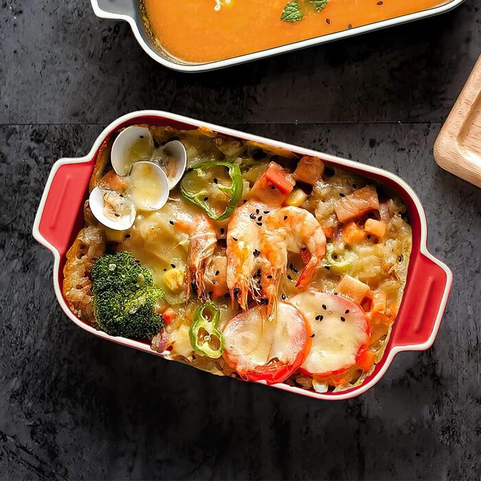 Форма для лазаньї, 2 шт., 22 x 12 см, керамічна прямокутна форма для запікання з ручкою, блакитна, для духовки