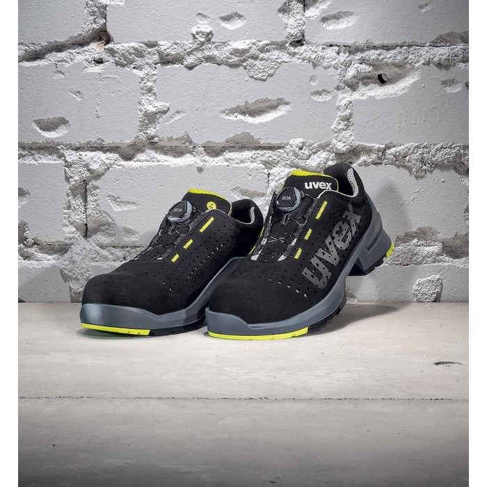 Робочі черевики Uvex 1 BOA S1 SRC, напівчеревики, легкі, чорно-лаймові, 40 EU (для жінок та чоловіків)