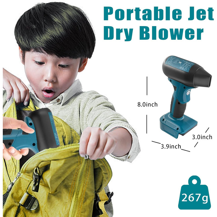 Mini Blower Jet Fan Compatible with Makita 18v Battery, 130000 RPM Cordless Air Duster with 4-Stage Control for Car Dust Cleaning, Outdoor BBQ Leaf Cleaning, Sofa & Pet Hair Cleaning
