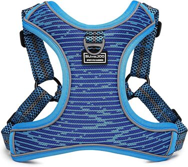 Шлейка для собак середніх та маленьких порід, цуценят, анти-тяга, безпечна, світловідбиваюча, м'яка, регульована (S, блакитна)