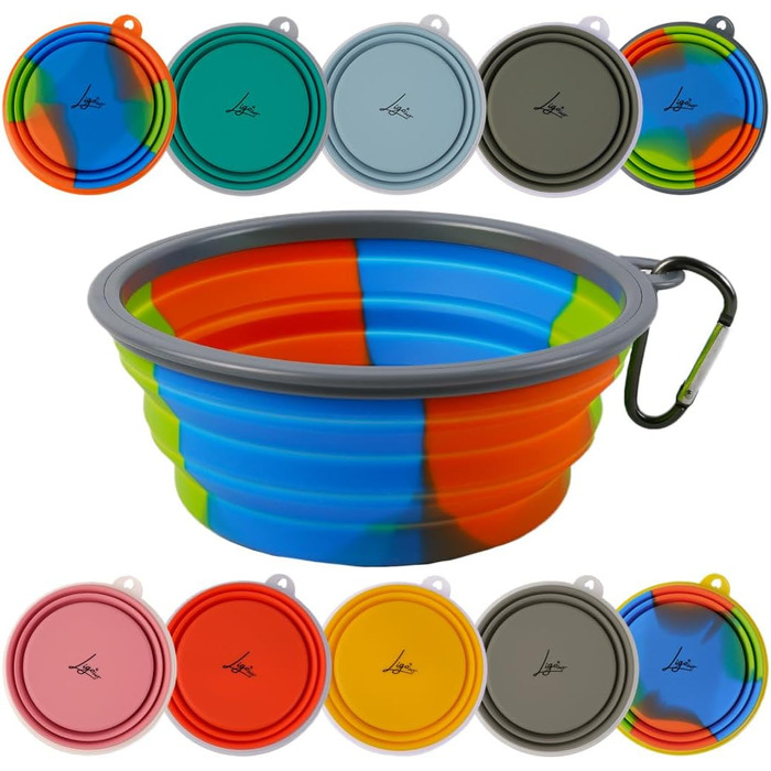 Набір мисок для собак Ligo EBBY (2 шт.) - дорожні, складні, 650 мл, темно-сірий