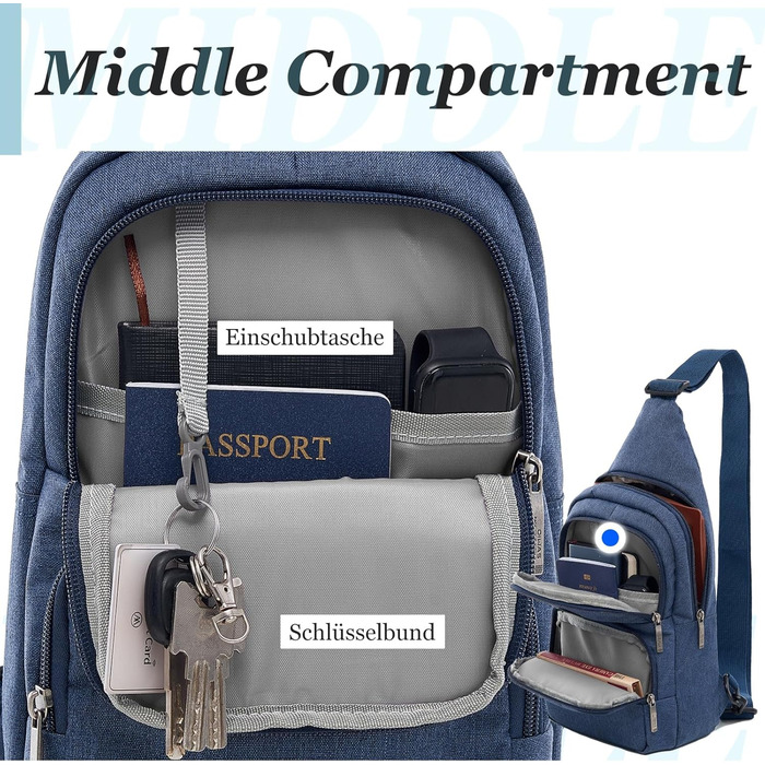 Чоловіча нагрудна сумка OIWAS, маленька, для чоловіків та жінок, для походів та активного відпочинку (блакитна)