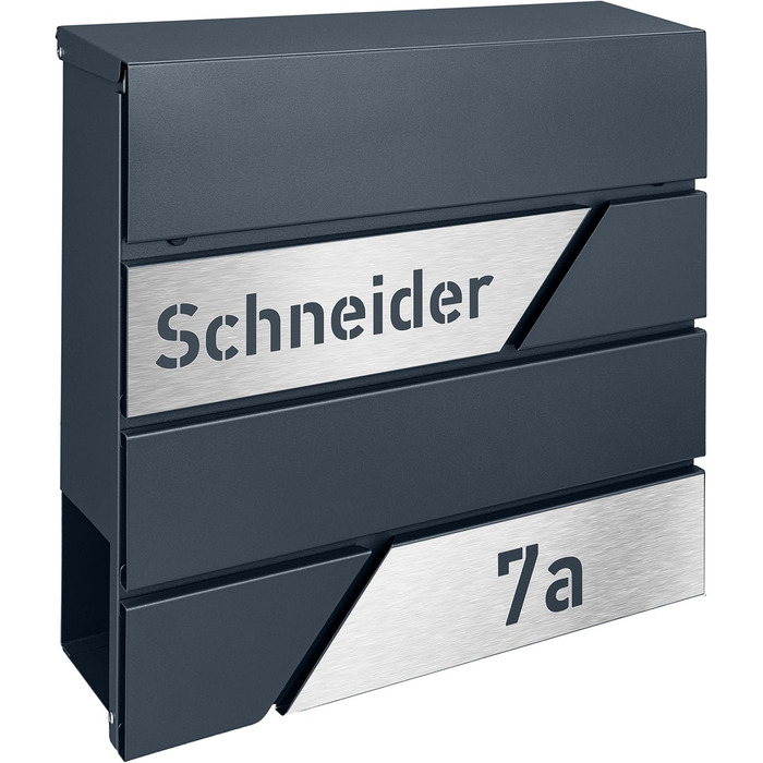 Поштовий ящик з газетницею з нержавіючої сталі, настінний, з замком та гравіюванням (срібний)