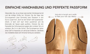 Coccine - Cedarwood Shoe Stretchers, Shoe Expanders, Cobbler's Tools, Extra Strong, Break-Proof, Wooden Shoe Stretcher, Shoe Stretcher with Adjustable Springs, for All Shoes