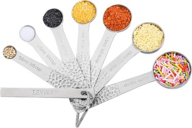 Viwehots Measuring Cups and Spoons, 14 Piece, 18/8 Stainless Steel Measuring Cups and Spoon Set, 6 Metric Measuring Cups and 7 Spoons, 1 Level, Dry Measuring Cups and Spoon Set for Baking and Kitchen