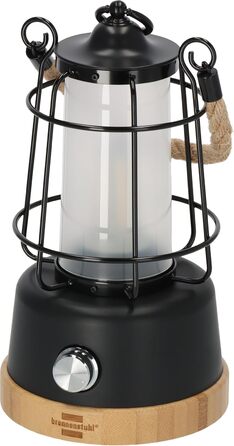 Brennenstuhl LED Rechargeable Camping Lantern CAL 1 (350 lm, IP44, up to 75h runtime, infinitely dimmable, adjustable color temperature, rechargeable USB outdoor lamp with hemp rope and bamboo base)