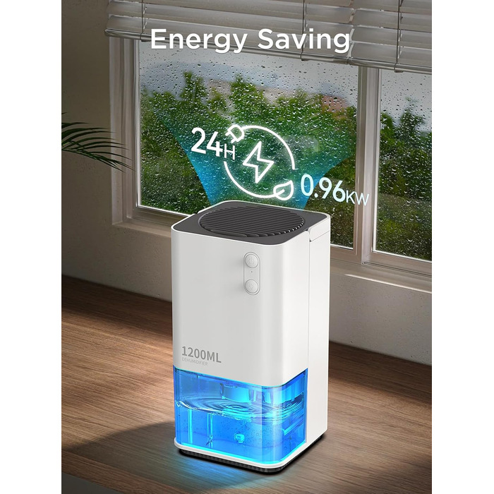 Electric Dehumidifier, EasyAcc® 1200ml Dehumidifier Small Quiet Portable Mini Room Dehumidifier Automatic Against Humidity Dehumidifier for Office/Bedroom/Bathroom with Colored Night Light