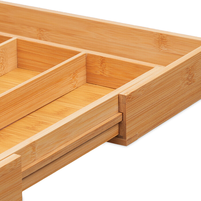Relaxdays Extendable Bamboo Cutlery Box