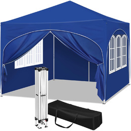 WOLTU Gazebo, Folding Gazebo 3x3 m, with 4 Side Walls, Party Tent Water-Resistant UV Protection 50+, Adjustable Height Garden Gazebo, with Carry Bag, for Outdoor Garden Camping (Blue)