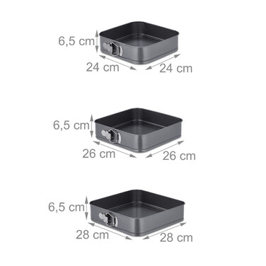 Relaxdays 5-Piece Set of Square Springform Pans