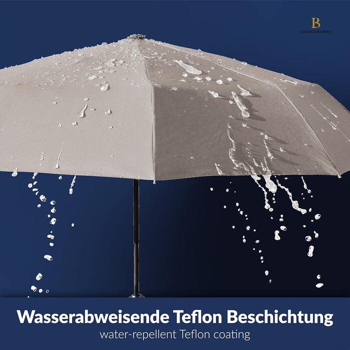 Чорний парасолька LOGAN & BARNES Dublin: штормостійкий, з дерев'яною ручкою, тефлонове покриття