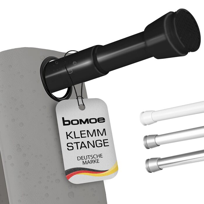 Телескопічна штанга для душу без свердління, регульована – кріпиться без свердління, протиковзна, для штори для душу (70-120 см, чорний)