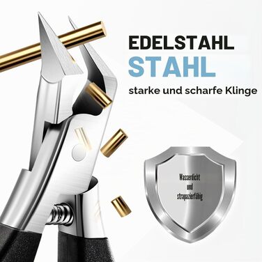 Професійний набір для педикюру та манікюру 7-в-1 з нержавіючої сталі для товстих та врослих нігтів, люкс сет кусачок та ножиць (Чорний)