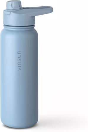 Stainless Steel Water Bottle 1L - Straw, Drinking Opening - Leakproof, Carbonated Drink Compatible, BPA Free - Thermos Bottle, Sports, Outdoor, School, University, Bicycle, Hiking, Gym (750 ml, Blue)