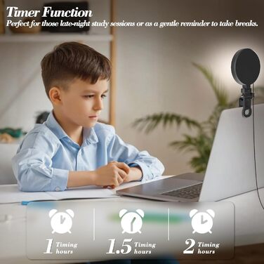 LED кільцева лампа для смартфона та ноутбука, світло для селфі з 3 колірними температурами та 5 рівнями яскравості, USB світло для відеоконференцій, Zoom, YouTube, TikTok, макіяжу, фотографії