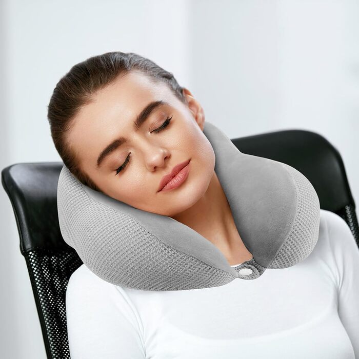 Подушка для шиї у літак, подушка для подорожей Memory Foam, подушка для шиї Travel, подушка-вовчок для дорослих, подушка для шиї з маскою для сну, беруші, чохол, ідеально для літака, авто, дому, офісу