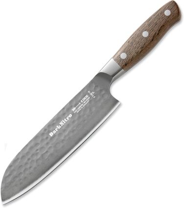 Ніж кухарський F. DICK DarkNitro 21 см, кування, нержавіюча сталь, гостра клинка 61 HRC, ручка з дуба та Hammerschlag, професійний ніж Made in Germany, 81147212 (Santoku Messer)