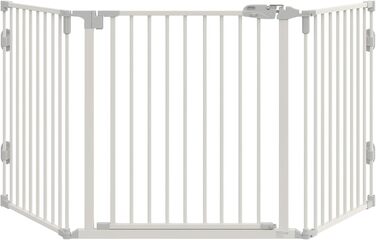 Захисний бар'єр для собак PawHut - переносний, регульований, 3 панелі, 202,5 x 76 см, білий
