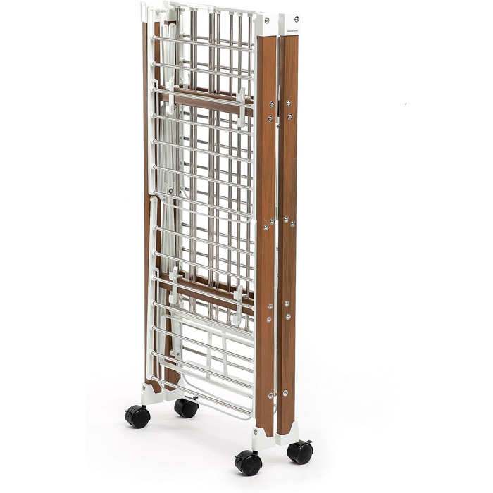 InnovaGoods - Folding and Extendable Metal Clothes Rack, 3 Height Levels, 11 Rods, Waterproof, Lightweight, Tool-Free Assembly, Iron, Size A (White)