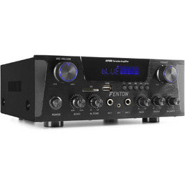 Fenton AV430B караоке підсилювач 600 Вт з Bluetooth, USB, SD, MP3, 2 мікрофонні входи, стерео Hi-Fi, з пультом, чорний