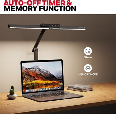 LED лампа для столу Honeywell HJ1 Sunturalux™ - регульована, для офісу та дому, з кріпленням, чорна