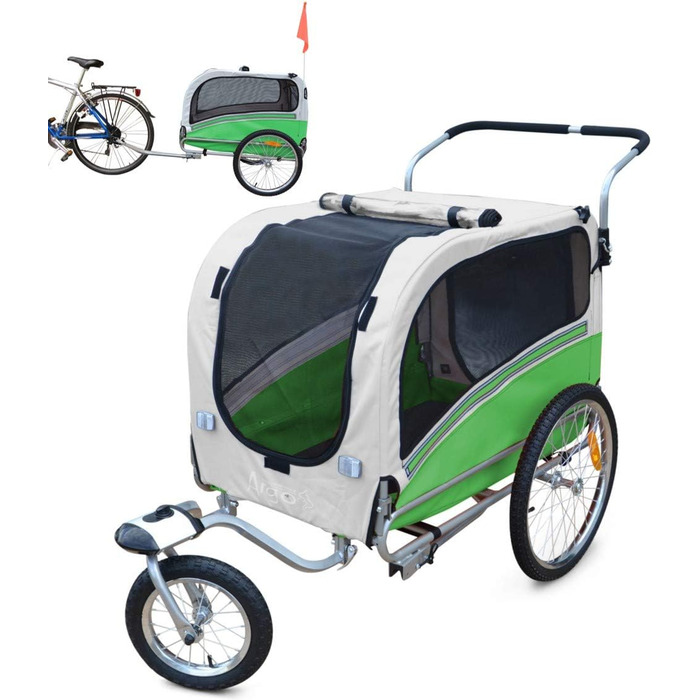 PAPILIOSHOP Причіп для собак Argo Hundeanhänger - велосипедний причіп для собак S-M-L, великий, зелений