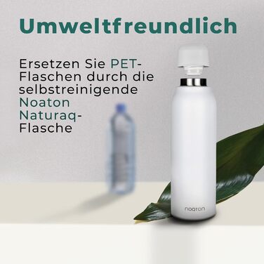 Naturaq 600 ml, UV-C, Water Purifier, Self-Cleaning Stainless Steel Insulated Water Bottle, Thermos, Lightweight, for Camping, Hiking, Travel (White)