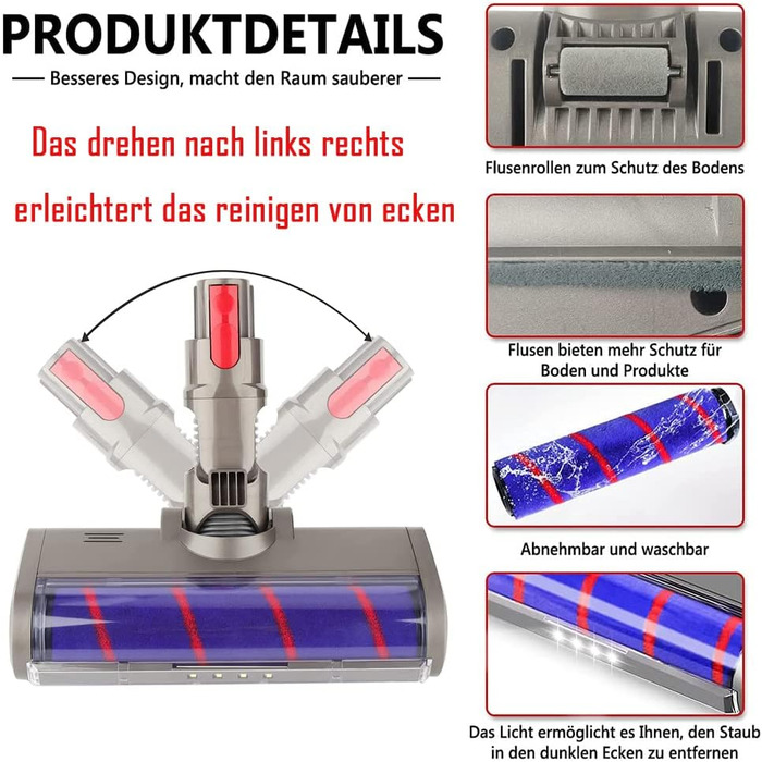 Електрична насадка для миття підлоги Dyson V11, V10, V8, V7, V15 - з баком та 6 змінними серветками