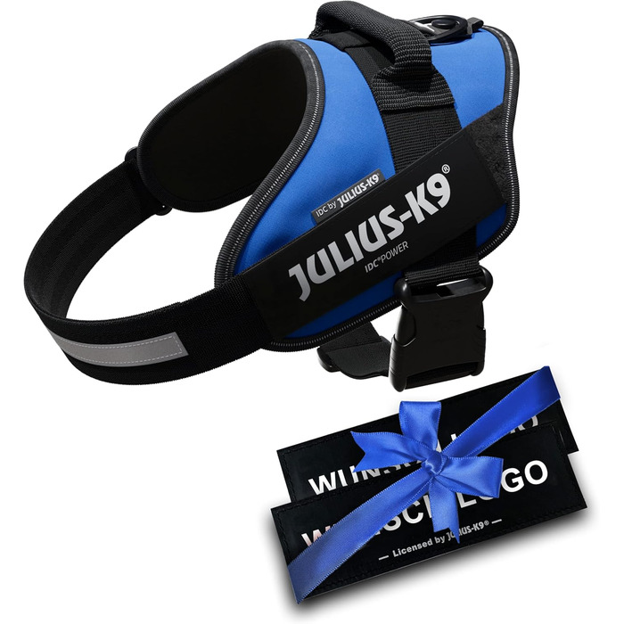 Шлейка Julius K-9 IDC Powergeschirre Blau з індивідуальним написом, для собак маленької, середньої та великої породи, 16IDC+CUSTOMP-B