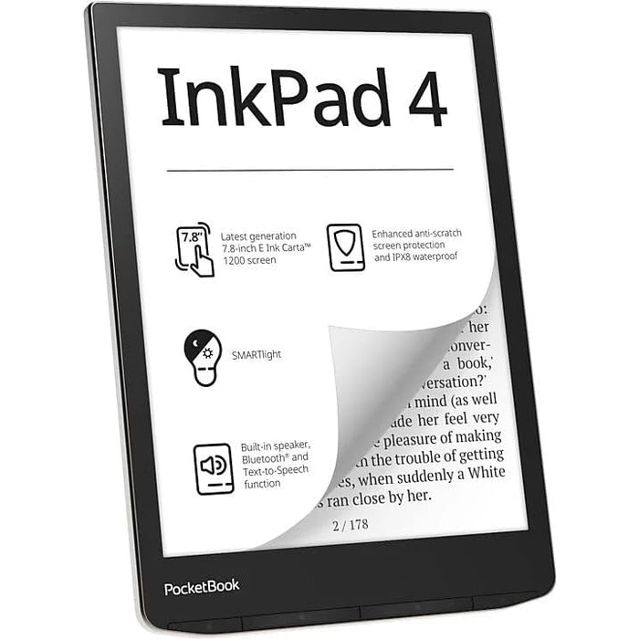 PocketBook InkPad 4: електронна книга, 7.8 дюйма, 32 ГБ, сріблястий колір