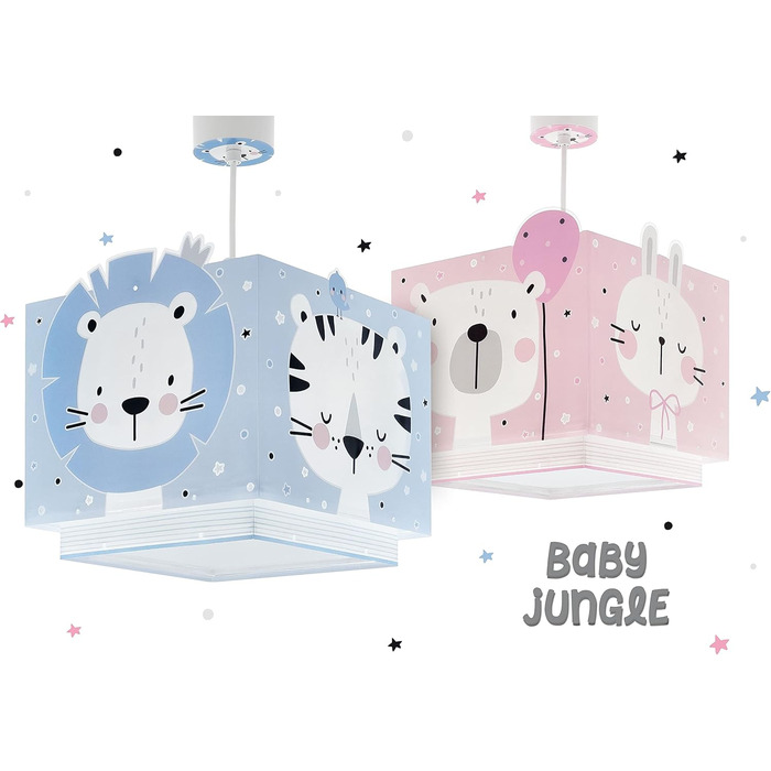Dalber Kids Lamp Pendant Light Hanging Lamp Baby Jungle Animals Jungle Animals, Plastic, Blue