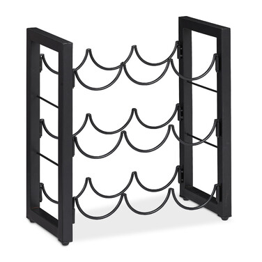 Relaxdays Black Wine Rack for 9 Bottles