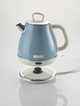 Електричний чайник Ariete Vintage 2868 Beige (Blau), 1 літр, нержавіюча сталь, 1600W, з бездротовим 360° підставою, автоматичне відключення