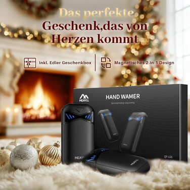 Електричні грілки для рук, 2 шт. з LED-дисплеєм та акумулятором 6000mAh, 3 режими нагріву, для активного відпочинку та зими, подарунок для жінок та чоловіків, чорний