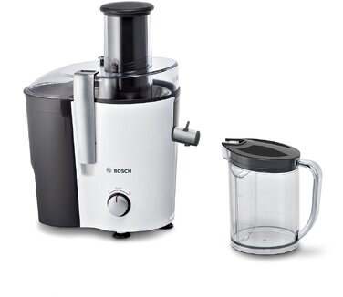 Соковижималка Bosch VitaJuice 2 MES25A0 для овочів та фруктів, 700 Вт, XL-завантажувач, білий/сірий