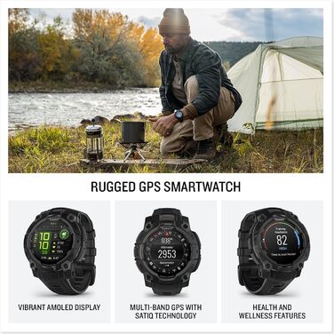 Розумний годинник Garmin Instinct 3 45mm AMOLED – GPS, Multisport, Health Coach, 18 днів роботи, 80+ спортивні функції