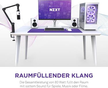Комп'ютерні колонки NZXT Relay – 80 Вт, повний діапазон звуку, білий колір