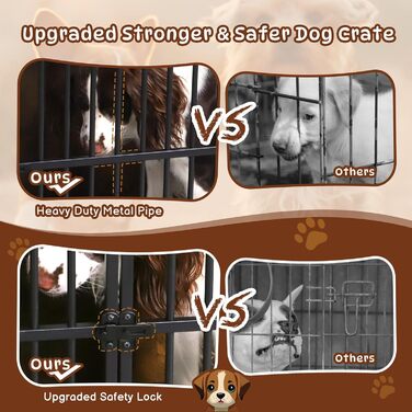 Дерев'яний вольєр для собак з двома дверцятами, міцний вольєр-будка для великих, середніх та малих собак, знімний піддон, 97.5 x 97.5x59x77.5 см