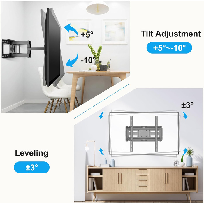 XINLEI Adjustable Tilt & Swivel TV Wall Mount for 26-70 inch Flat & Curved TVs - 45kg / 400x400mm VESA - Black