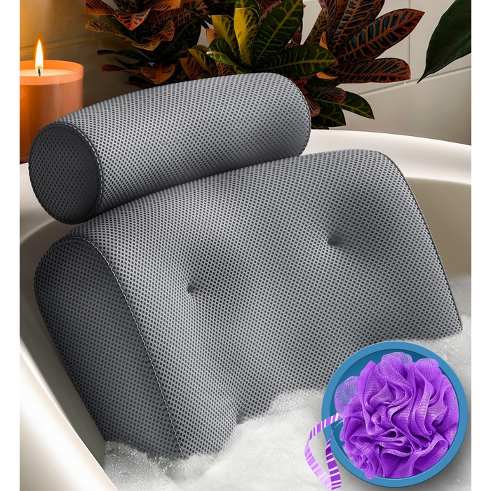Everlasting Comfort Luxury Bath Pillow - Head, Neck, and Back Support Cushion for Bathtub, Spa, and Soaking