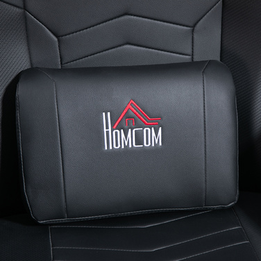 Крісло ігрове HOMCOM з масажем, регульованою спинкою, підставкою для ніг, до 120 кг, сталевий каркас, штучна шкіра, чорне