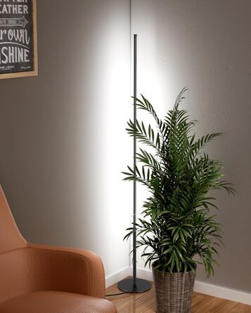 LED торшер EDISHINE для вітальні, спальні, офісу, 146 см, диммування, тепле світло 3000K, чорний (2 шт.)