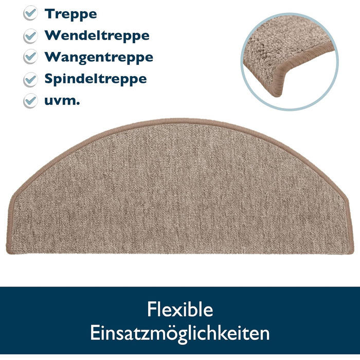 Beautissu Non-Slip Stair Treads - 55x15 cm - 15 Pack - Self-Adhesive Indoor Stair Mats - Carpet Stair Treads for Narrow Stairs - ProStair - Sand Color