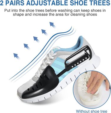 Teletrogy 2Pcs Shoe Laundry Bags, Shoe Washing Bag for Washing Machine with Adjustable Shoe Holder, Laundry Bag Shoes with Hidden Zipper, Reusable Laundry Net for Sneakers, White