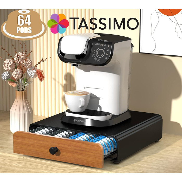 Тримач для капсул Tassimo (64 шт) з металу, чорний. Органайзер для капсул кави, стійка, ящик для капсул Tassimo