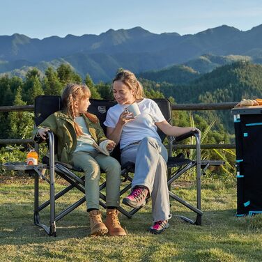 Крісло для кемпінгу Timber Ridge на 2 особи, розкладне, 300 кг, для риболовлі, пікніків, фестивалів, з бічним столиком