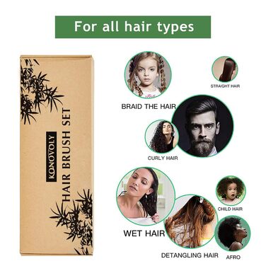 Набір бамбукових гребінців з палітрою (4 шт.) - розплутування, для жінок, чоловіків, дітей, подарунок