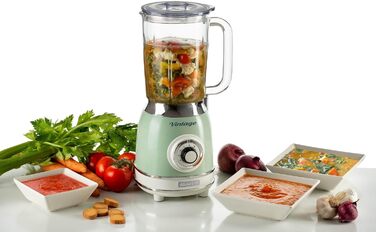 Vintage Ariete 583 Glass Mixer, Retro Multi-Function Blender with 4 Blades, 4 Speeds + Pulse Function, Ice-Crusher Function, 1.5 Liter Capacity, 1000W, Green Green Single
